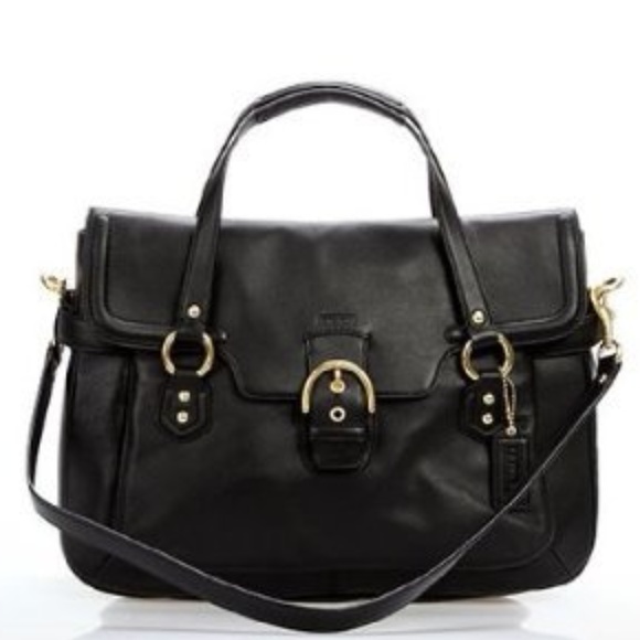 Coach Handbags - Jet Black Coach Eva Flap Leather Satchel